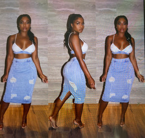 Hey girl denim skirt set
